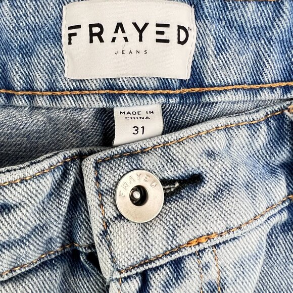 Frayed High Rise Ankle Straight Jeans Patchwork Size 31 - Picture 5 of 9